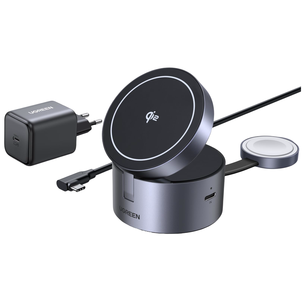 უსადენო დამტენი UGREEN W712 65148 Magflow Qi2.2, 15W, 3in1 Wireless Char